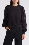 Rails Melody Open Stitch Sleeve Sweatshirt In Black