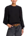 Rails Melody Open Stitch Sleeve Sweatshirt In Black