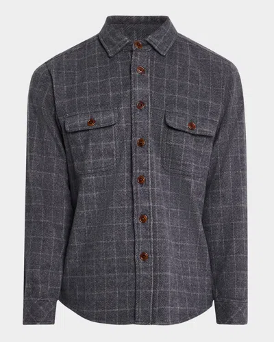 Rails Men's Alder Check Flannel Button-down Shirt In Navy Jaspe Check