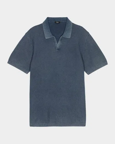 Rails Men & Apos;s Baker Sunfaded Johnny Collar Polo Shirt In Blue