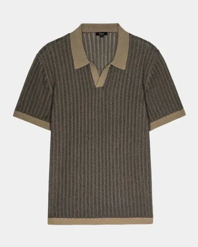 Rails Men & Apos;s Langley Ripple Open Knit Short-sleeve Polo Shirt In Gray