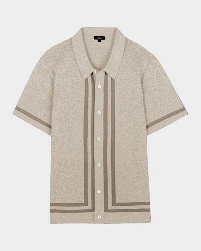 Rails Men & Apos;s Leo Melange Short-sleeve Polo Sweater In Neutral