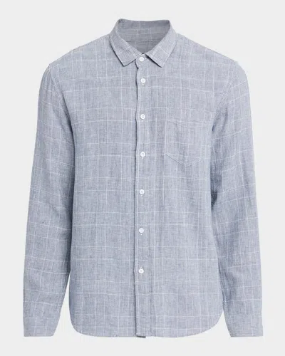 RAILS MEN & APOS;S LINEN AND COTTON WINDOWPANE PLAID BUTTON-DOWN SHIRT