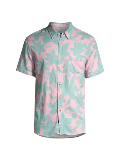 Rails Relaxed Fit Carson Leaf Print Short Sleeve Button Down Shirt In Garden Sands Miami
