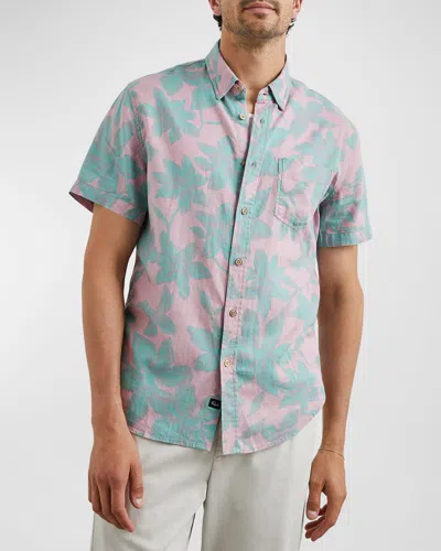 Rails Relaxed Fit Carson Leaf Print Short Sleeve Button Down Shirt In Garden Sands Miami