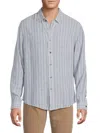 Rails Men's Connor Striped Linen-blend Shirt In White