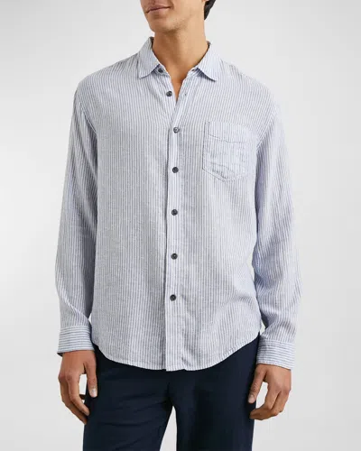 Rails Men's Connor Striped Sport Shirt In Denim White Railroad
