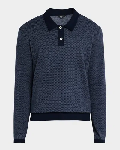 Rails Men's Greenwich Jacquard Polo Sweater In Navy Broquade