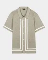 Rails Leo Cotton Blend Knit Button-up Polo In Oat Grey Melange