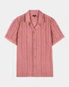 Rails Maverick Textured Knit Camp Shirt In Faded Red