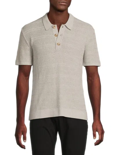 Rails Men's Nathan Rib-knit Cotton-blend Polo Shirt In Gray