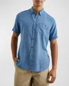 Rails Paros Short Sleeve Linen Blend Button-up Shirt In Celsius