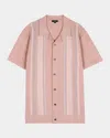 Rails Silas Stripe Knit Cotton Blend Camp Shirt In Rose Multi