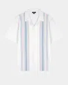 Rails Silas Stripe Knit Cotton Blend Camp Shirt In Sky Pink Multi
