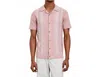 Rails Silas Stripe Knit Cotton Blend Camp Shirt In Pink