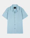 Rails Sinclair Textured Stripe Cotton Camp Shirt In Faded Blue