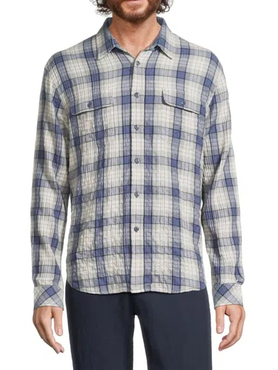 RAILS MEN'S SKIPPER CHECKED COTTON-BLEND SHIRT
