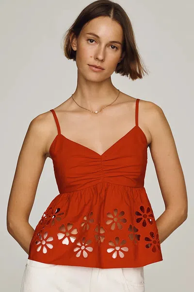 Rails Meru Cotton Cutwork Tank Top In Red