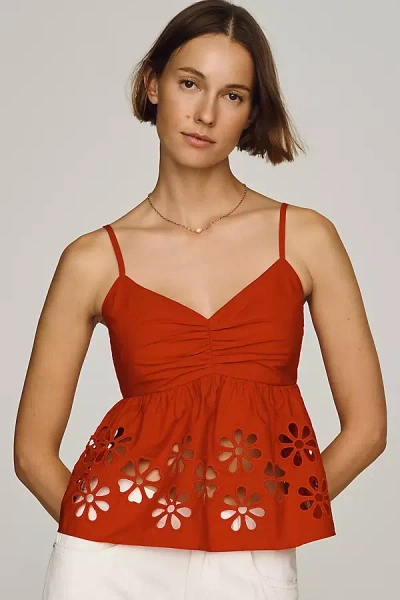 Rails Meru Cotton Cutwork Tank Top In Red