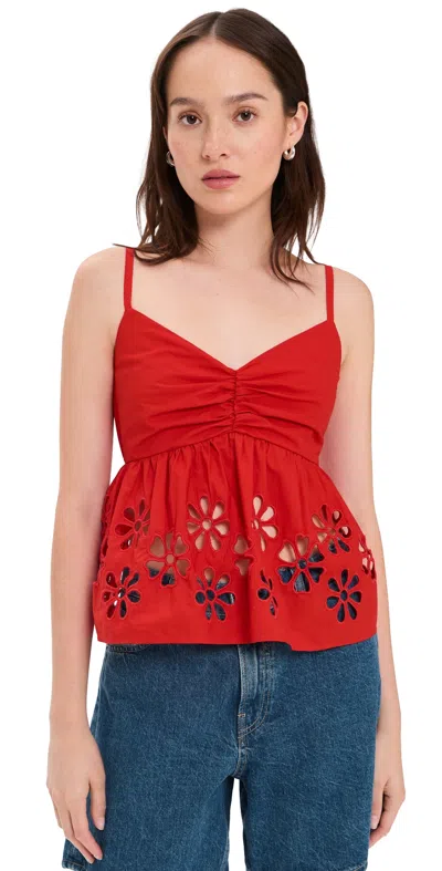 Rails Meru Embroidered Cotton Camisole In Red