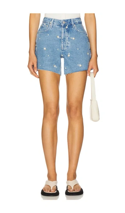 Rails Mesa Flower Embroidered High Waist Cutoff Denim Shorts In Indigo Floral