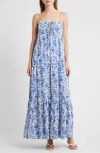 Rails Mica Print Cotton Blend Tiered Maxi Sundress In Blue