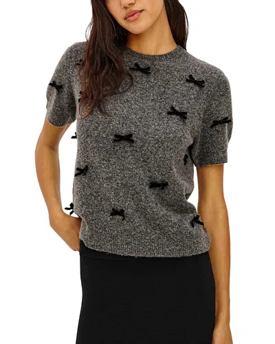 Rails Michele Bow Embellished Crewneck Sweater In Gray