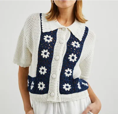 Rails Milan Crochet Accent Open Stitch Short Sleeve Cotton Sweater In Multi
