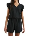Rails Miley Ruffle Tee In Black In Black