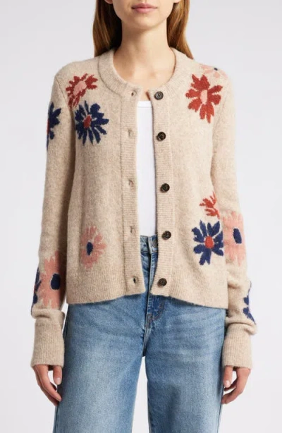 Rails Millie Floral Intarsia Cardigan In Mauve Meadow