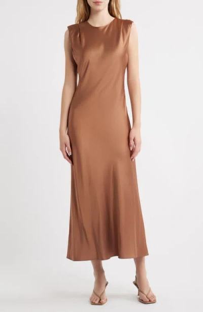 Rails Mira Shoulder Pad Sleeveless Midi Dress In Cinnamon