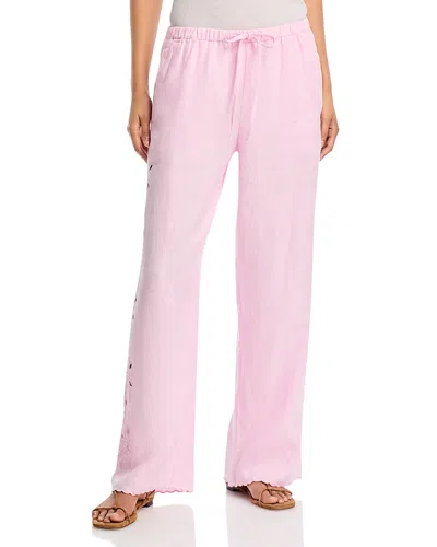 Rails Mirina Linen Embroidered Pants In Pink
