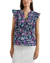 Rails Misha Floral Flutter-sleeve Blouse In Woodblock Floral