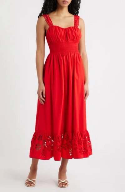 Rails Moira Smocked Back Sleeveless Maxi Dress In Red