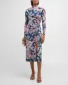 Rails Mona Mock-neck Ruched Midi Dress In Midnight Verbena
