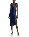 Rails Monique Sleeveless Asymmetric Hem Satin Dress In Navy