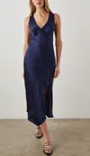 Rails Monique Sleeveless Asymmetric Hem Satin Dress In Blue