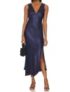 Rails Monique Sleeveless Asymmetric Hem Satin Dress In Blue