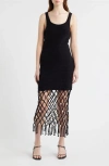 Rails Nastia Shell Embellished Cotton Blend Cover-up Dress In Black
