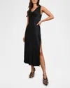 Rails Nat Satin Cowl-neck Midi Dress In Black