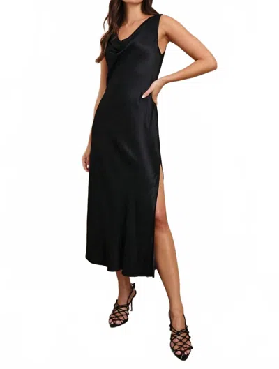 Rails Nat Satin Midi Dress In Black