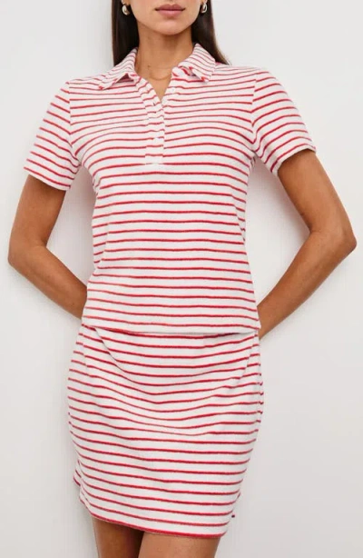 Rails Naveli Stripe Cotton Terry Cloth Polo In Cherry Stripe