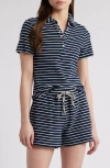 Rails Naveli Stripe Cotton Terry Cloth Polo In Navy Ivory Stripe