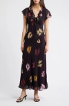 Rails Neela Blurred Floral Ruffle Maxi Dress In Black