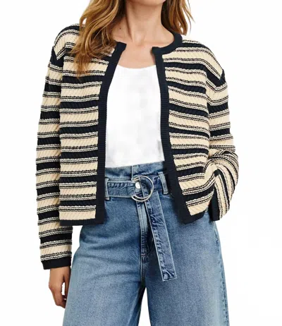 Rails Nelly Cardigan In Navy Oat Stripe In Blue