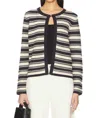Rails Nelly Striped Cardigan In Navy Oat Stripe In Black