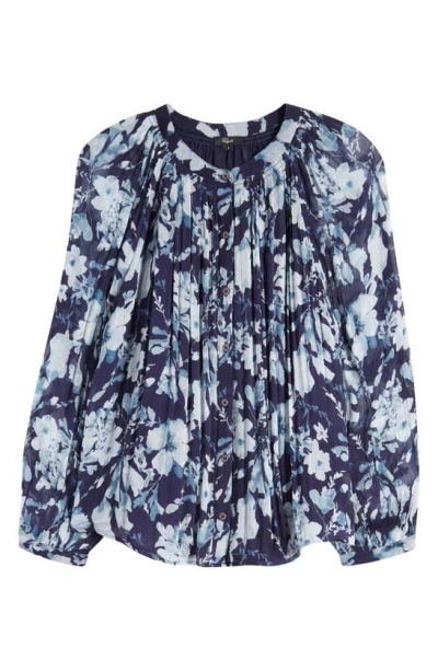 Rails Nessie Pleated Floral Top In Indigo Blossoms