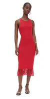Rails Nia Fringe Hem Sleeveless Cotton Blend Sweater Midi Dress In Cherry