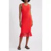 Rails Nia Fringe Hem Sleeveless Cotton Blend Sweater Midi Dress In Cherry