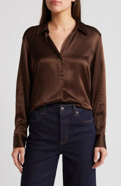 Rails Nissa Satin Button-up Shirt In Moss
